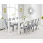 Atlanta 200cm White High Gloss Dining Table with Tolix Industrial Style Dining Chairs