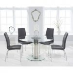 Sofia 120cm Round Glass Dining Table with Cavello Chairs