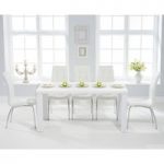 Atlanta 160cm White High Gloss Dining Table with Calgary Chairs