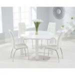 Atlanta 120cm Round White High Gloss Dining Table with Calgary Chairs
