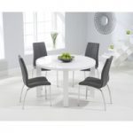 Atlanta 120cm Round White High Gloss Dining Table with Cavello Chairs