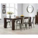 Madrid 200cm Dark Oak Extending Dining Table with Tolix Industrial Style Dining Chairs