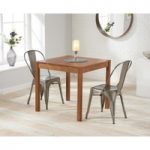 Oxford 80cm Dark Oak Dining Table with Tolix Industrial Style Dining Chairs