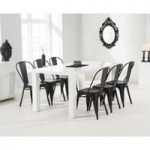Atlanta 160cm White High Gloss Dining Table with Tolix Industrial Style Dining Chairs