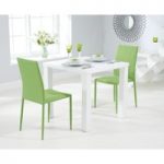 Atlanta 80cm White High Gloss Dining Table with 2 Atlanta Stackable Chairs