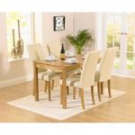 Oxford 120cm Solid Oak Dining Table with Albany Cream Chairs