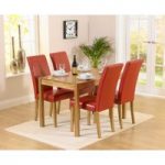 Oxford 120cm Solid Oak Dining Table with Albany Red Chairs