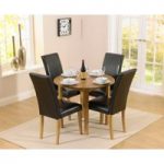 Oxford 90cm Solid Oak Drop Leaf Extending Dining Table with Albany Brown Chairs