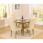 Oxford 90cm Solid Oak Drop Leaf Extending Dining Table with Albany Cream Chairs