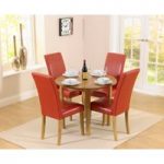 Oxford 90cm Solid Oak Drop Leaf Extending Dining Table with Albany Red Chairs