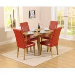 Oxford 70cm Solid Oak Extending Dining Table with Albany Red Chairs