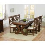 Bordeaux 200cm Dark Solid Oak Extending Dining Table with Cheshire Chairs