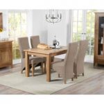Cheadle 120cm Oak Extending Dining Table with Henley Fabric Dining Chairs