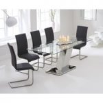Luna 140cm Glass Extending Dining Table with Malaga Chairs