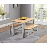 Chiltern 115cm Oak and Grey Dining Table Set with Benches