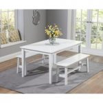 Chiltern 150cm White Dining Table Set with Benches