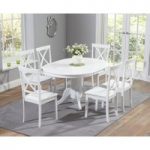 Epsom White Pedestal Extending Dining Table Set with Chairs