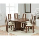 Torino 150cm Dark Solid Oak Round Pedestal Dining Table with Toronto Chairs