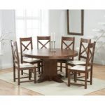 Torino 150cm Dark Solid Oak Round Pedestal Dining Table with Cheshire Chairs