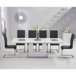 Tula 160cm White High Gloss Extending Dining Table with Malaga Chairs