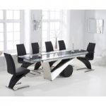 Pretoria 170cm Extending Black Glass Dining Table with Hampstead Z Chairs