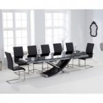 Hilton 210cm Extending Black Glass Dining Table with Malaga Chairs