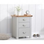 Somerset Oak and Grey Tall 3 Drawer Bedside Table