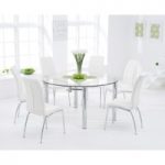 Melbourne 145cm Round Glass Extending Dining Table with Calgary Chairs