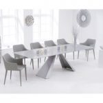 Leon 180cm Light Grey Glass Extending Dining Table with Cuba Chairs