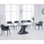 Majorca 180cm Grey Extending Glass Dining Table with Cuba Chairs