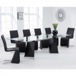 Cuba 180cm Black Extending Glass Dining Table with Ibiza Chairs