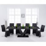 Ibiza 180cm Black Glass Extending Dining Table with Ibiza Chairs