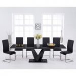 Ibiza 180cm Black Glass Extending Dining Table with Malaga Chairs