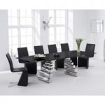 Firenze 180cm Black Glass and Metal Extending Dining Table with Ibiza Chairs