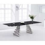 Firenze 180cm Black Glass and Metal Extending Dining Table