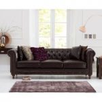 Milano Chesterfield Brown Leather 3 Seater Sofa