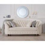 Chloe Chesterfield Ivory Fabric Three-Seater Sofa