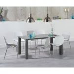 Atlanta 180cm Dark Grey High Gloss Dining Table with Nordic Chrome Leg Chairs
