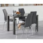 Atlanta 120cm Dark Grey High Gloss Dining Table with Cavello Chairs