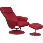 Elissa Red Faux Leather Recliner Chair and Footstool