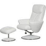 Elissa White Faux Leather Recliner Chair and Footstool