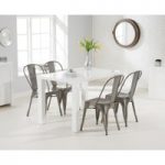 Atlanta 120cm White High Gloss Dining Table with Tolix Industrial Style Dining Chairs