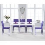 Atlanta 160cm White High Gloss Dining Table with 6 Atlanta Stackable Chairs