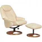 Olya Cream Leather Recliner and Footstool