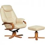 Malai Cream Leather Recliner and Footstool