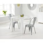 Atlanta 80cm White High Gloss Dining Table with Tolix Industrial Style Dining Chairs