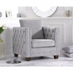 Amelie Grey Plush Fabric Armchair