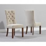Anais Beige Fabric Dark Oak Leg Dining Chairs