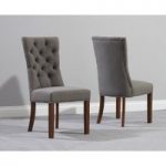 Anais Grey Fabric Dark Oak Leg Dining Chairs