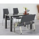 Atlanta 120cm Dark Grey High Gloss Dining Table with Cavello Chairs and Malaga Grey Bench